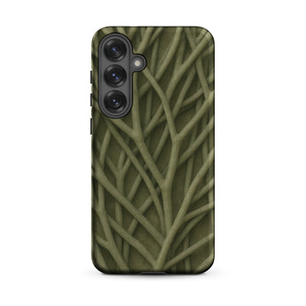 Natural Branch Pattern - Phone Case Samsung Galaxy S25 Plus / Matte Olive Green Phone Case Intricate Textured Pattern Interwoven