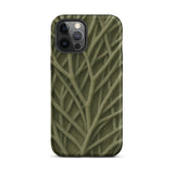 Natural Branch Pattern - Phone Case Iphone 12 Pro Max / Matte Olive Green Phone Case Intricate Textured Pattern Interwoven Olive-toned