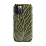 Natural Branch Pattern - Phone Case Iphone 12 Pro Max / Gloss Olive Green Phone Case Textured Interwoven Branch Pattern Olive-toned
