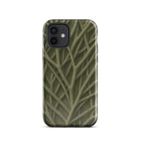 Natural Branch Pattern - Phone Case Iphone 12 / Gloss Sleek Olive Green Phone Case Intricate Interwoven Branch Olive-toned Striation,