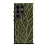 Natural Branch Pattern - Phone Case Samsung Galaxy S24 Ultra / Gloss Sleek Olive-green Phone Case Intricate Pattern Interwoven Branches