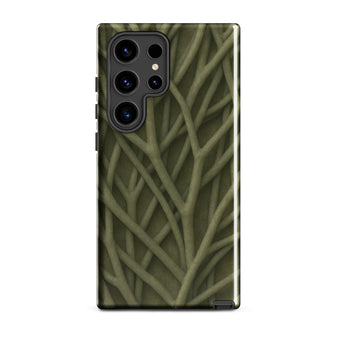 Natural Branch Pattern - Phone Case Samsung Galaxy S24 Ultra / Gloss Sleek Olive-green Phone Case Intricate Pattern Interwoven Branches