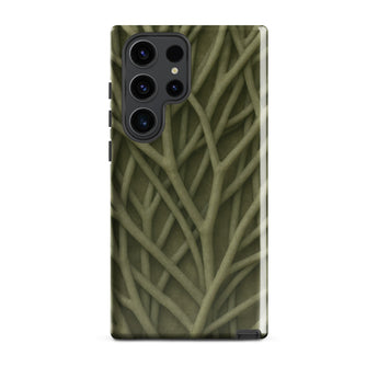 Natural Branch Pattern - Phone Case Samsung Galaxy S23 Ultra / Gloss Sleek Phone Case Intricate Olive-green Beige Pattern Reminiscent