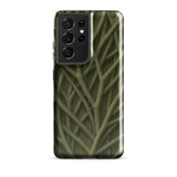 Natural Branch Pattern - Phone Case Samsung Galaxy S21 Ultra / Gloss Sleek Phone Case Intricate Pattern Interwoven Olive-green Beige