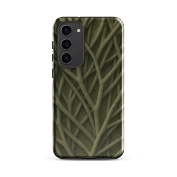 Natural Branch Pattern - Phone Case Samsung Galaxy S23 Plus / Gloss Sleek Phone Case Intricate Pattern Interwoven Light Olive-green