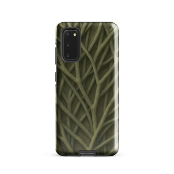 Natural Branch Pattern - Phone Case Samsung Galaxy S20 / Gloss Sleek Phone Case Intricate Pattern Interwoven Pale Green Olive-toned