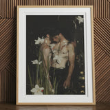 Nature / Nurture - Gay Seduction Rendezvous Art Print, 12x16’’ / 31x41cm / Natural Frame / 2’’ Matboard, Framed Art Print Two Shirtless Men