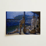 Naval Bath House - Eugene Jansson Fine Art Print / Canvas Blue-toned Oil Painting Nude Figures Bathhouse Eugène, Desire Drips,