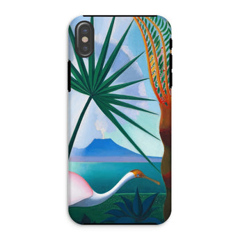 Neapolitan Song - Joseph Stella Iphone Case, Xs / Matte, Phone Case Tropical Scene Palm Fronds White Egret