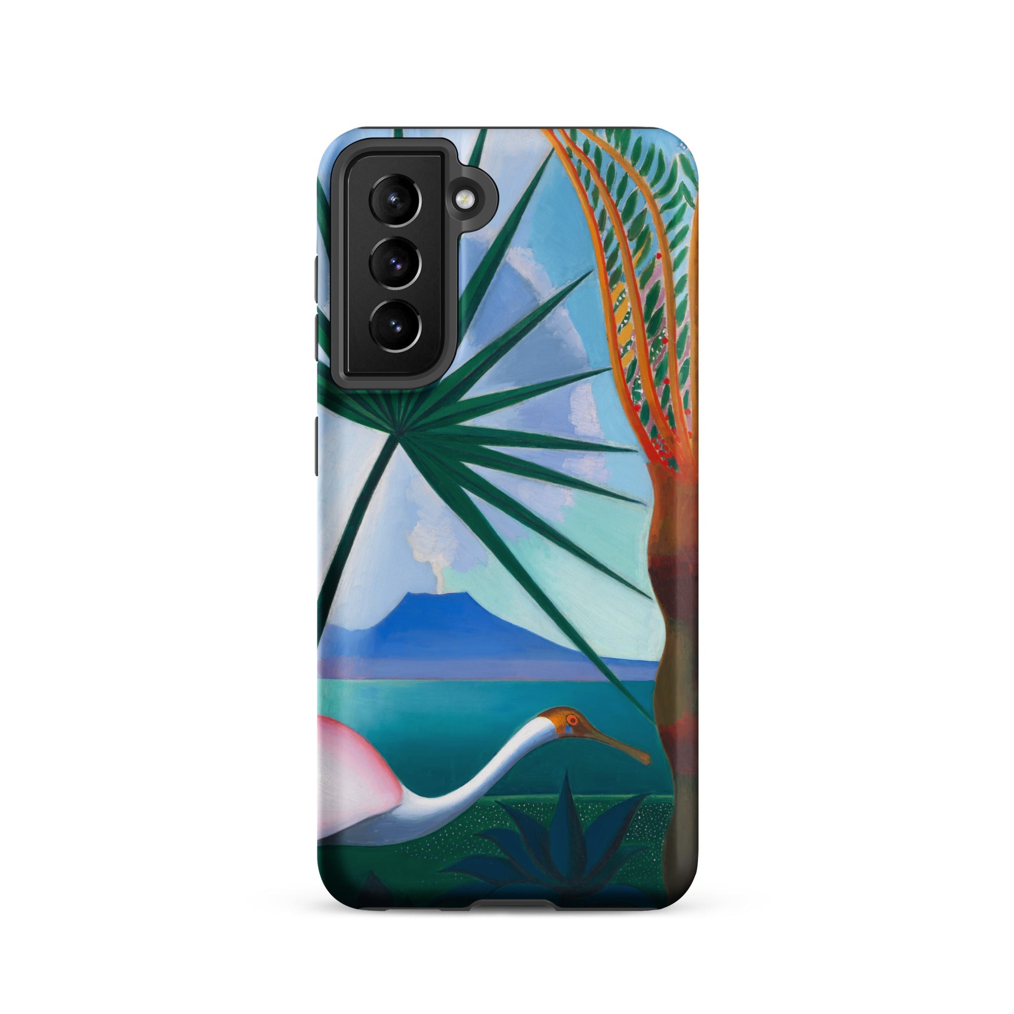 Neapolitan Song Joseph Stella Samsung Case, Galaxy S21 / Matte, Smartphone Case Tropical Landscape Painting Bird Palm Tree