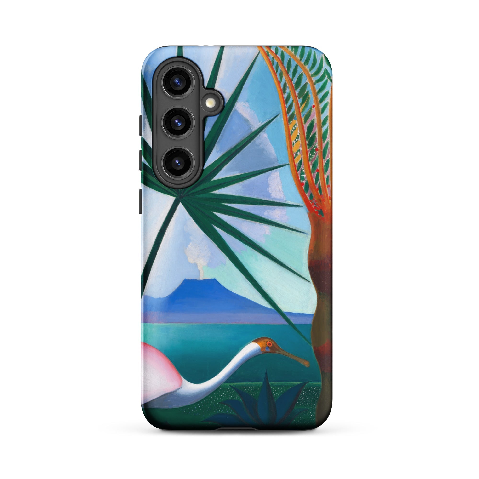 Neapolitan Song Joseph Stella Samsung Case, Galaxy S24 Plus / Matte, Smartphone Case Vibrant Nature Scene Bird Palm Leaf