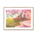 Nerry Rides Side Saddle - Surreal Nymph Collage Art Print, Framed Whimsical Watercolor Artwork Abstract Shapes Pastel Colors