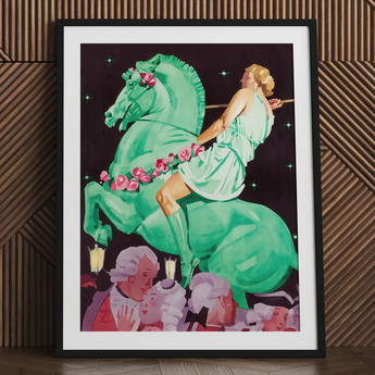 Night of the Amazons - Ludwig Hohlwein Art Print / Canvas Framed Stylized Illustration Woman Light Green Hohlwein’s, Munich Englischer