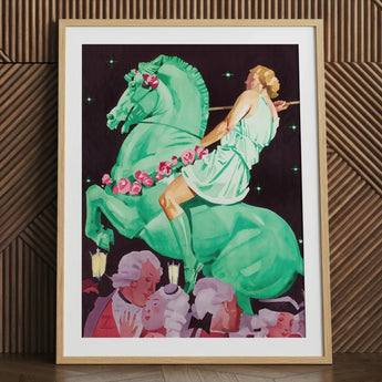 Night of the Amazons - Ludwig Hohlwein Art Print / Canvas Framed Woman Light Green Dress Vibrant Hohlwein’s, Munich Englischer Garten,