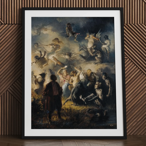 Night on Bald Mountain - Illarion Pryanishnikov Art Print, 24x32’’ / 61x81cm / Black Frame / 2’’ Matboard, Framed Painting Chaotic