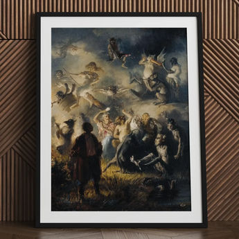 Night on Bald Mountain - Illarion Pryanishnikov Art Print / Canvas Framed Painting Chaotic Fantastical Scene Figures Demons Central