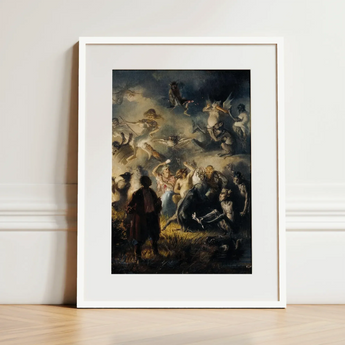 Night on Bald Mountain - Illarion Pryanishnikov Art Print / Canvas White-framed Art Print Dramatic Darkly Lit Classical Painting Illarion