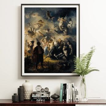 Night on Bald Mountain - Illarion Pryanishnikov Art Print, Framed Painting Mythological Allegorical Scene