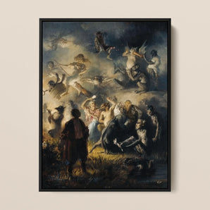 Night on Bald Mountain - Illarion Pryanishnikov Framed Canvas, 12x16’’ / 31x41cm / Black Floating Frame, Framed Painting Chaotic