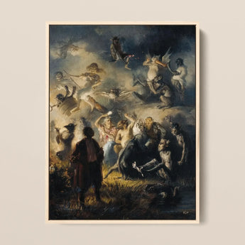 Night on Bald Mountain - Illarion Pryanishnikov Framed Canvas, 12x16’’ / 31x41cm / Natural Floating Frame, Framed Painting Fantastical