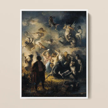 Night on Bald Mountain - Illarion Pryanishnikov Framed Canvas, 12x16’’ / 31x41cm / White Floating Frame, Framed Painting Chaotic Scene