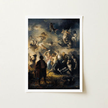 Night on Bald Mountain - Illarion Pryanishnikov Art Print / Canvas Framed Dramatic Darkly Lit Classical Painting Mythological, Violet Haze,