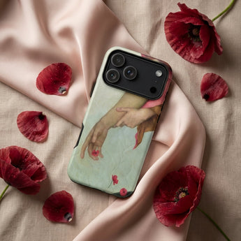 Night and Sleep - Evelyn De Morgan Phone Case Delicate Vintage-style Illustration Two Hands Gently Iphone, Silent Swell Scene, Darkened