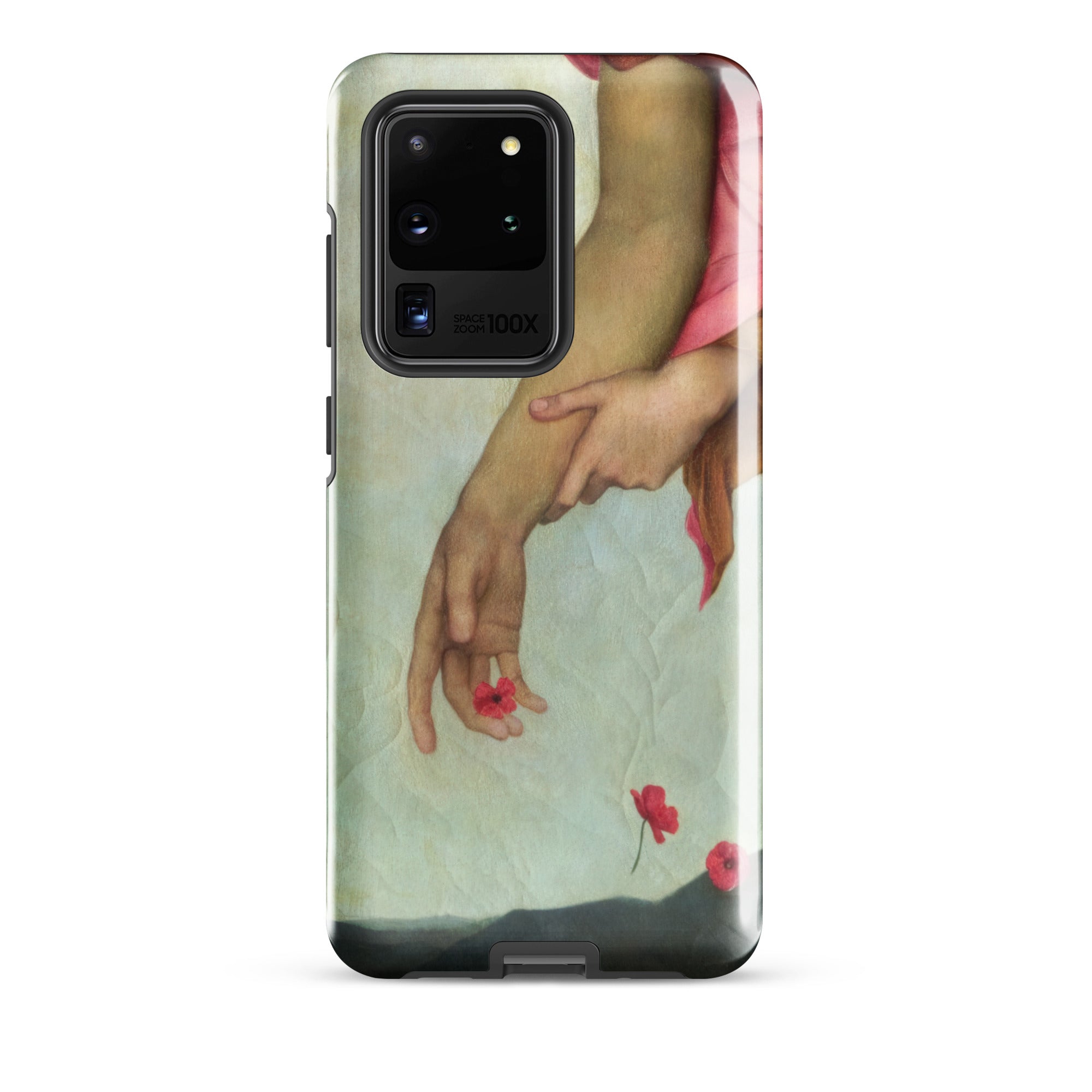 Night and Sleep Evelyn De Morgan Samsung Case, Galaxy S20 Ultra / Gloss, Smartphone Case Painted Hands Red Flowers