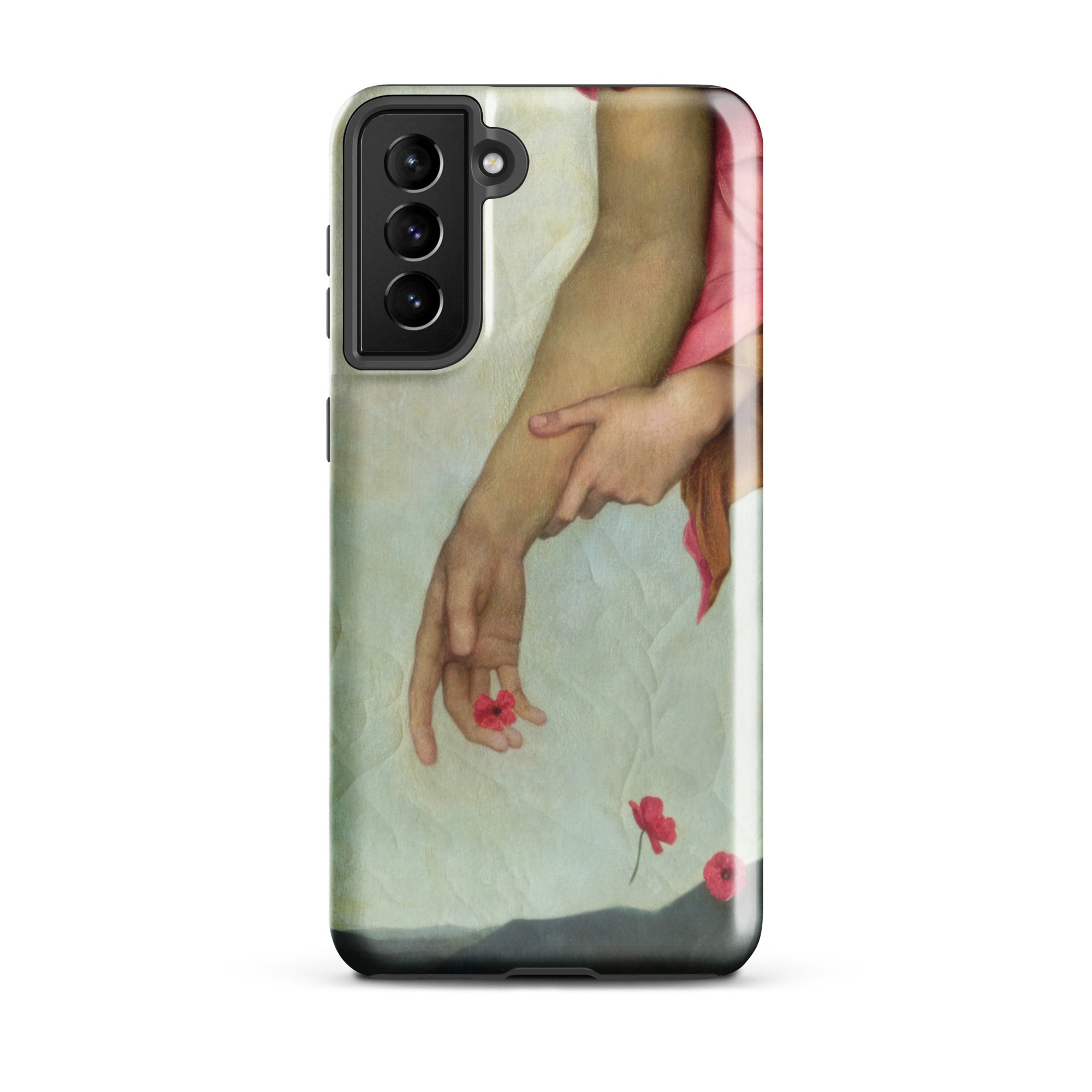 Night and Sleep Evelyn De Morgan Samsung Case, Galaxy S21 Plus / Gloss, Phone Case Painted Two Arms Touch Red Flowers