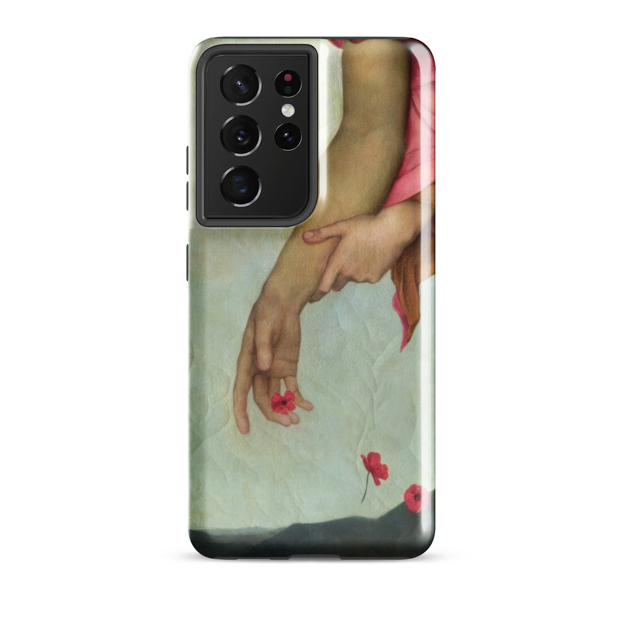 Night and Sleep Evelyn De Morgan Samsung Case, Galaxy S21 Ultra / Gloss, Smartphone Case Classical Painting Hands Red Flowers