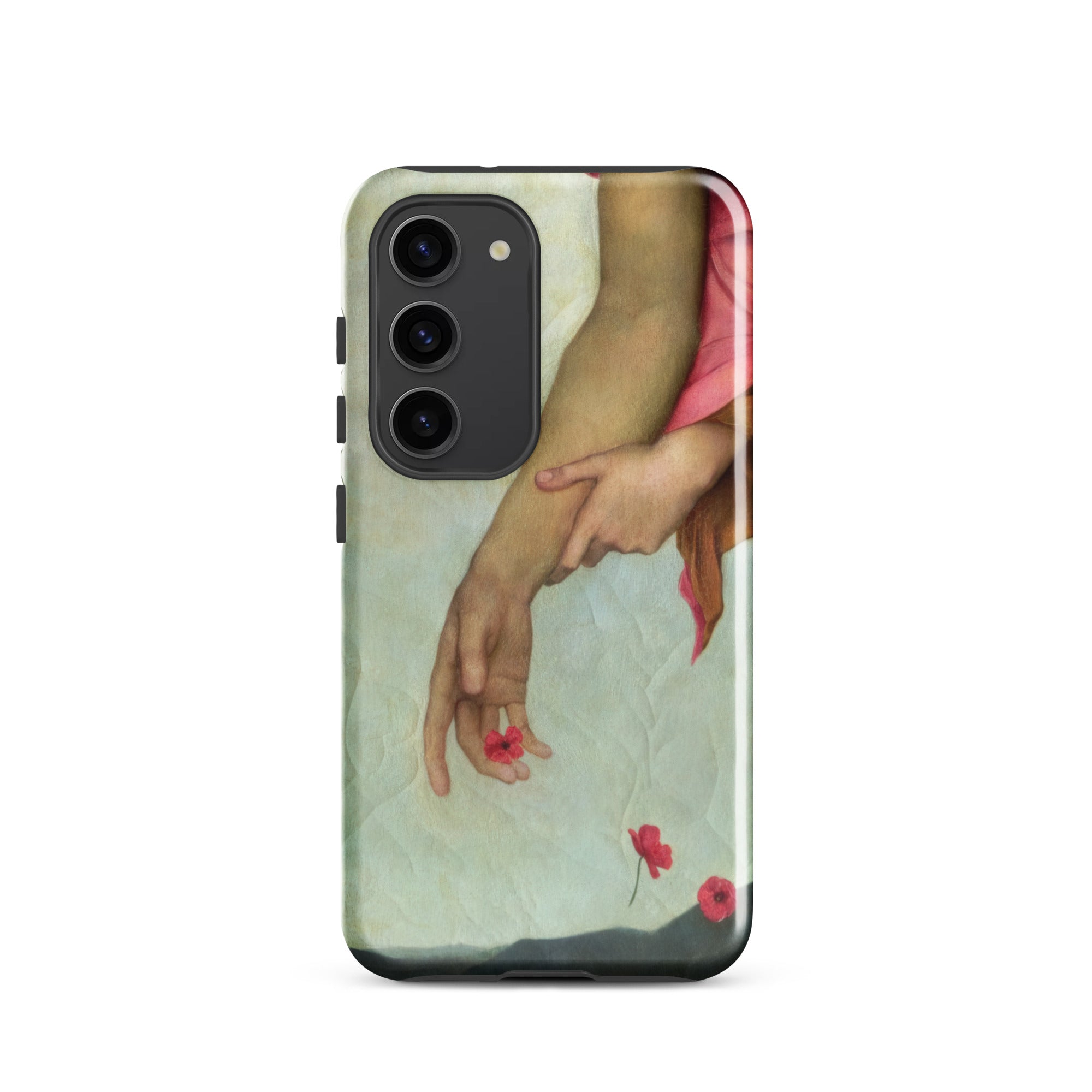 Night and Sleep Evelyn De Morgan Samsung Case, Galaxy S23 / Gloss, Smartphone Case Classical Painting Two Hands Poppy Flowers