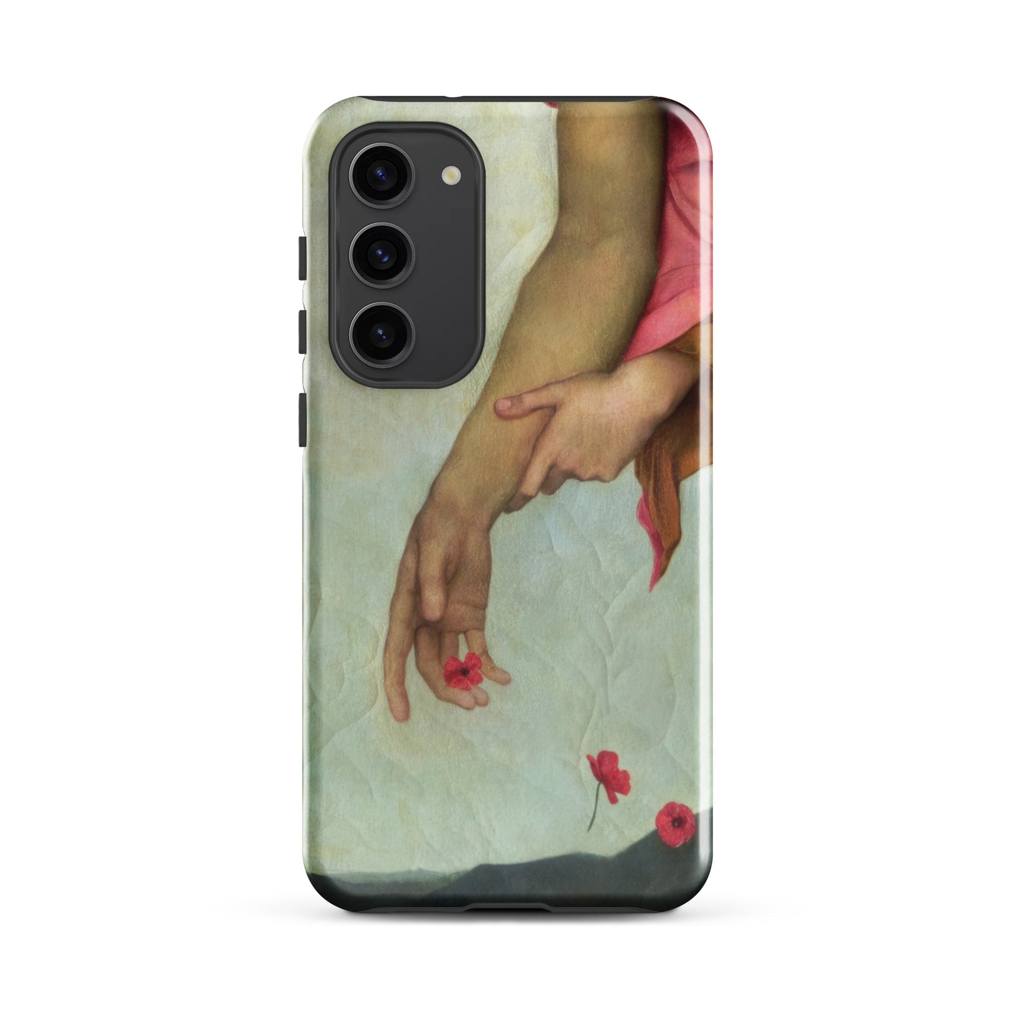 Night and Sleep Evelyn De Morgan Samsung Case, Galaxy S23 Plus / Gloss, Smartphone Case Artistic Depiction Two Arms Red Flowers