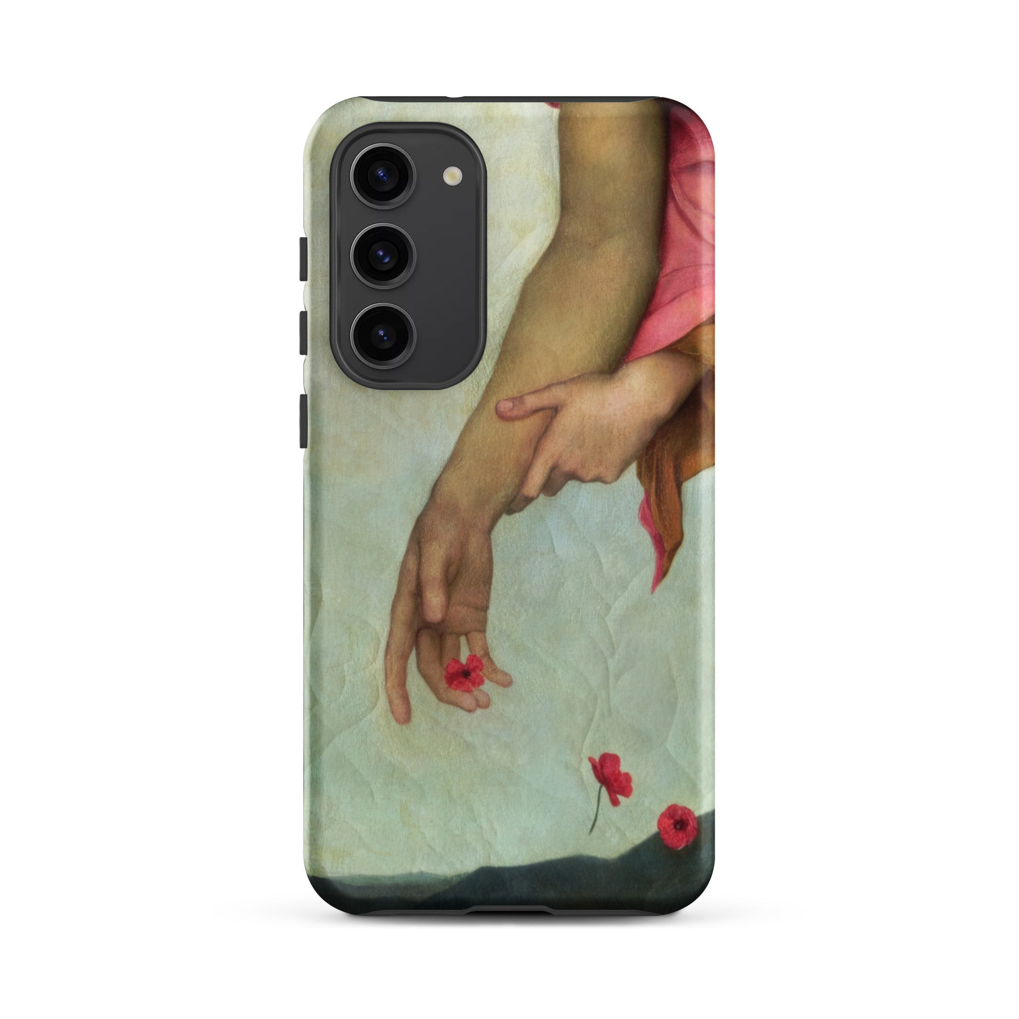 Night and Sleep Evelyn De Morgan Samsung Case, Galaxy S23 Plus / Matte, Smartphone Case Painting Hands Red Flowers