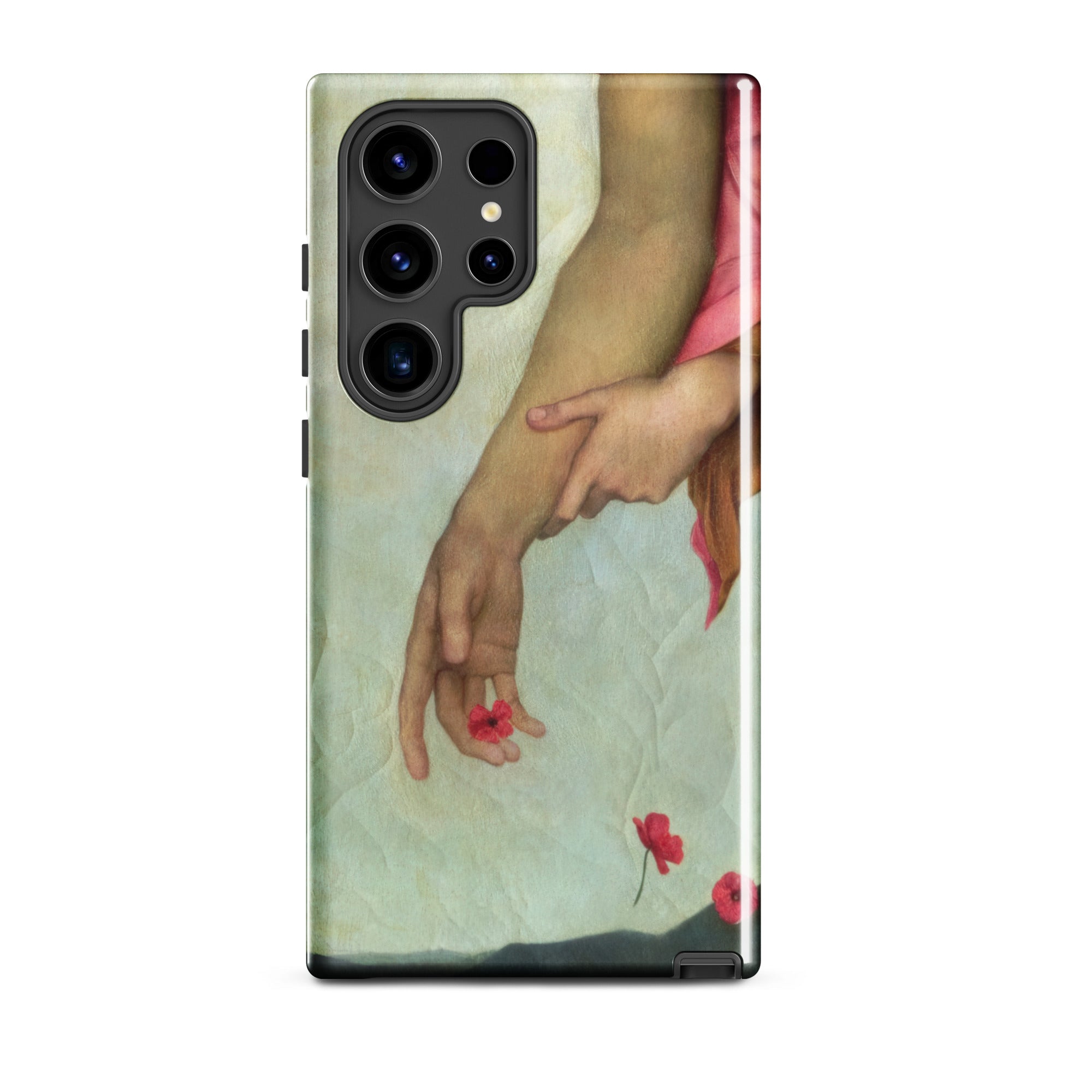 Night and Sleep Evelyn De Morgan Samsung Case, Galaxy S24 Ultra / Gloss, Smartphone Case Painting Two Arms Red Flowers
