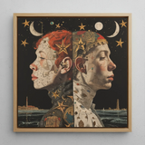 Nightingales - Tirage d’art de jumelles lesbiennes / Toile, 12x12’’ / 31x31cm / Cadre naturel, Affiches, impressions & art visuel, Toby Leon