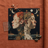 Nightingales - Lesbian Twins Art Print / Canvas Square Art Print Two Profiled Faces Celestial Map-like Lesbian Twins Art, Print, Bold