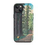 Nikko Gaido - Hasui Kawase Phone Case Iphone 14 Plus / Matte Pixel Art Forest Path Design Lone Traveler Drifts, Woven Pack Glowing, Mobile