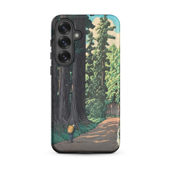 Nikko Gaido - Hasui Kawase Samsung Case, Galaxy S25 Plus / Matte, Black Smartphone Case Stylized Forest Path Design