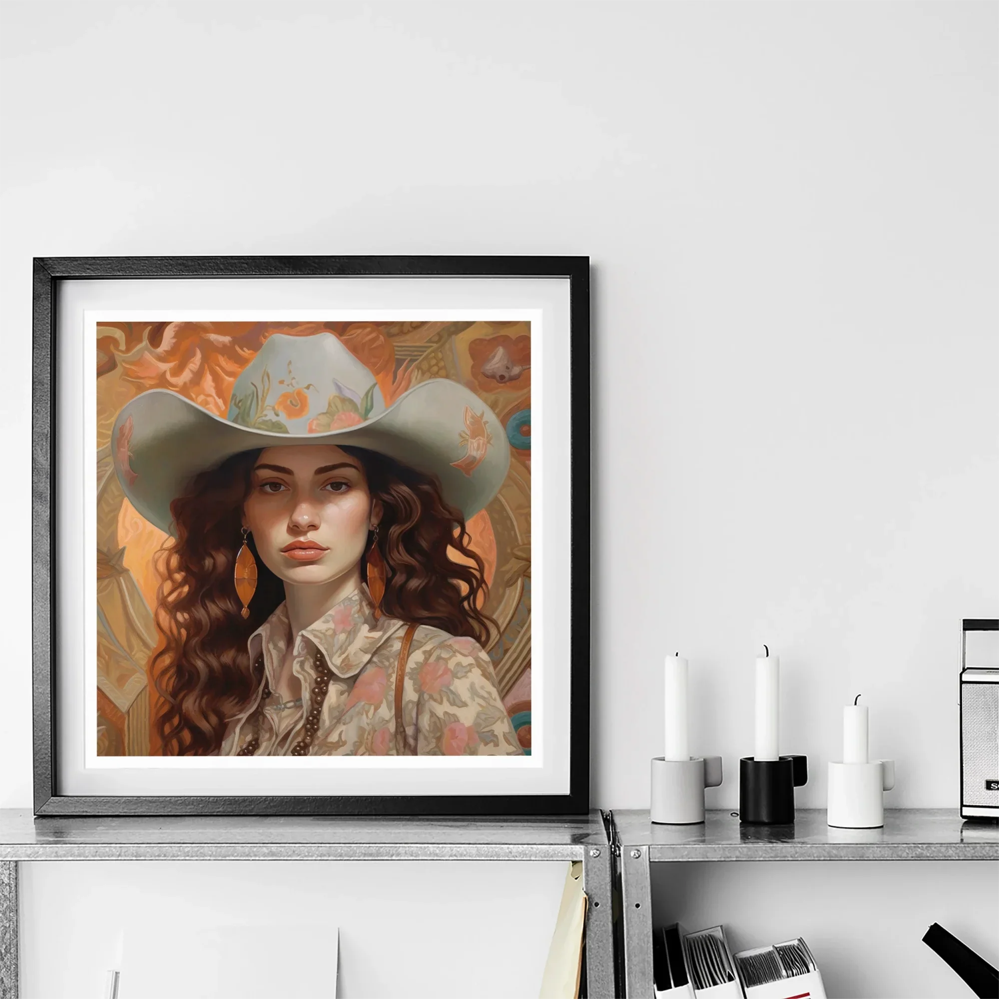 Nina - Femme Jewish Lesbian Cowgirl Art Print Posters Prints & Visual Artwork