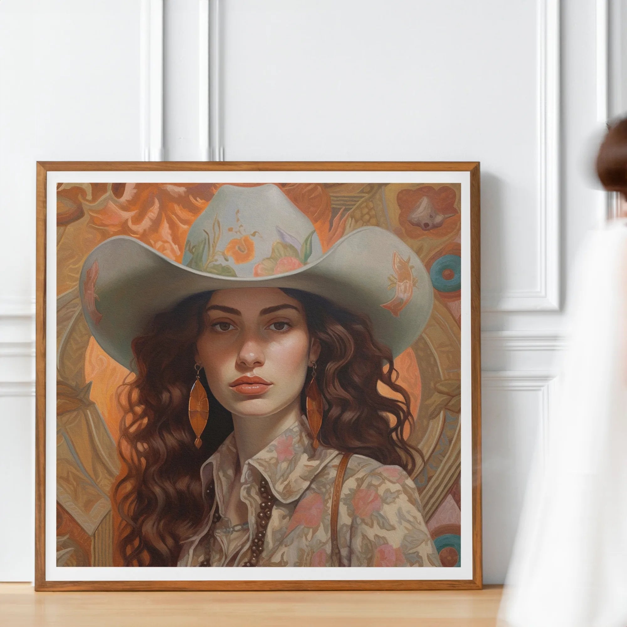 Nina - Lesbian Cowgirl Art Print - Wlw Jewish Sapphic Femme - 40’x40’ - Posters Prints & Visual Artwork - Aesthetic Art
