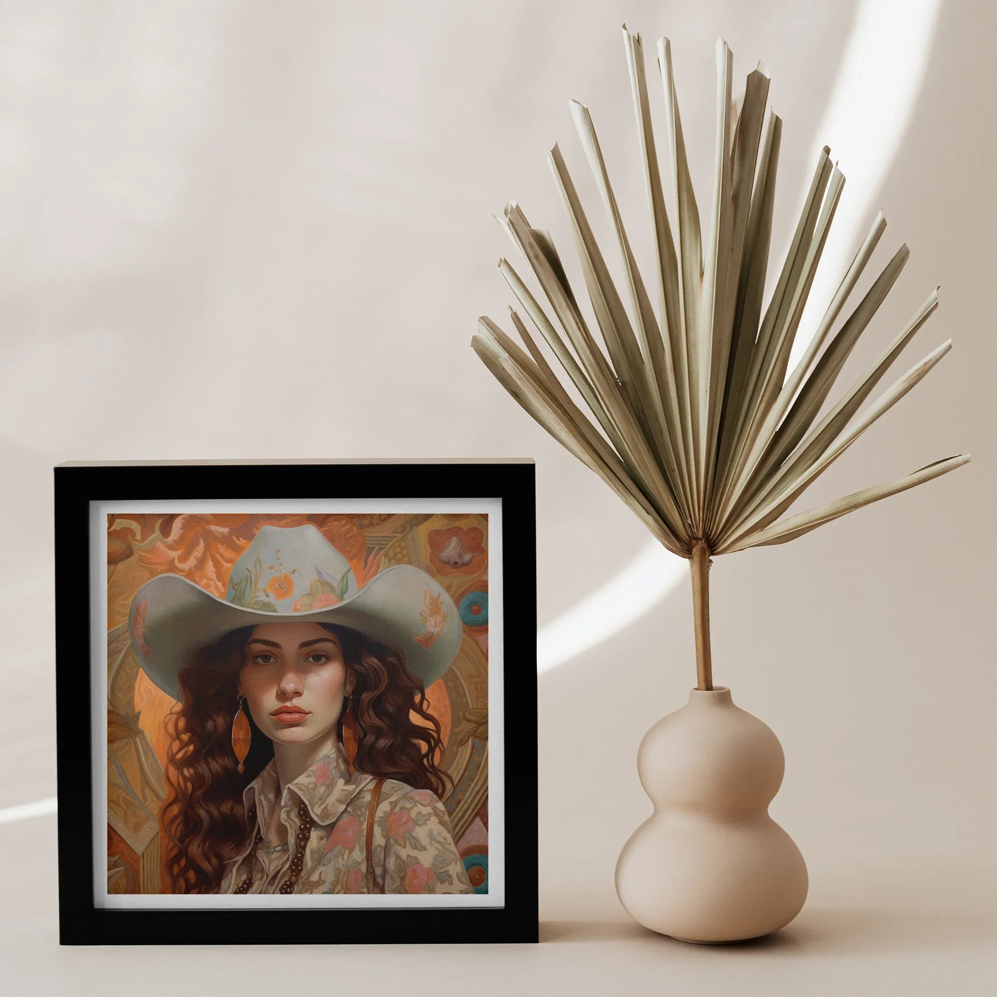 Nina - Lesbian Cowgirl Art Print - Wlw Jewish Sapphic Femme - 12’x12’ - Posters Prints & Visual Artwork - Aesthetic Art