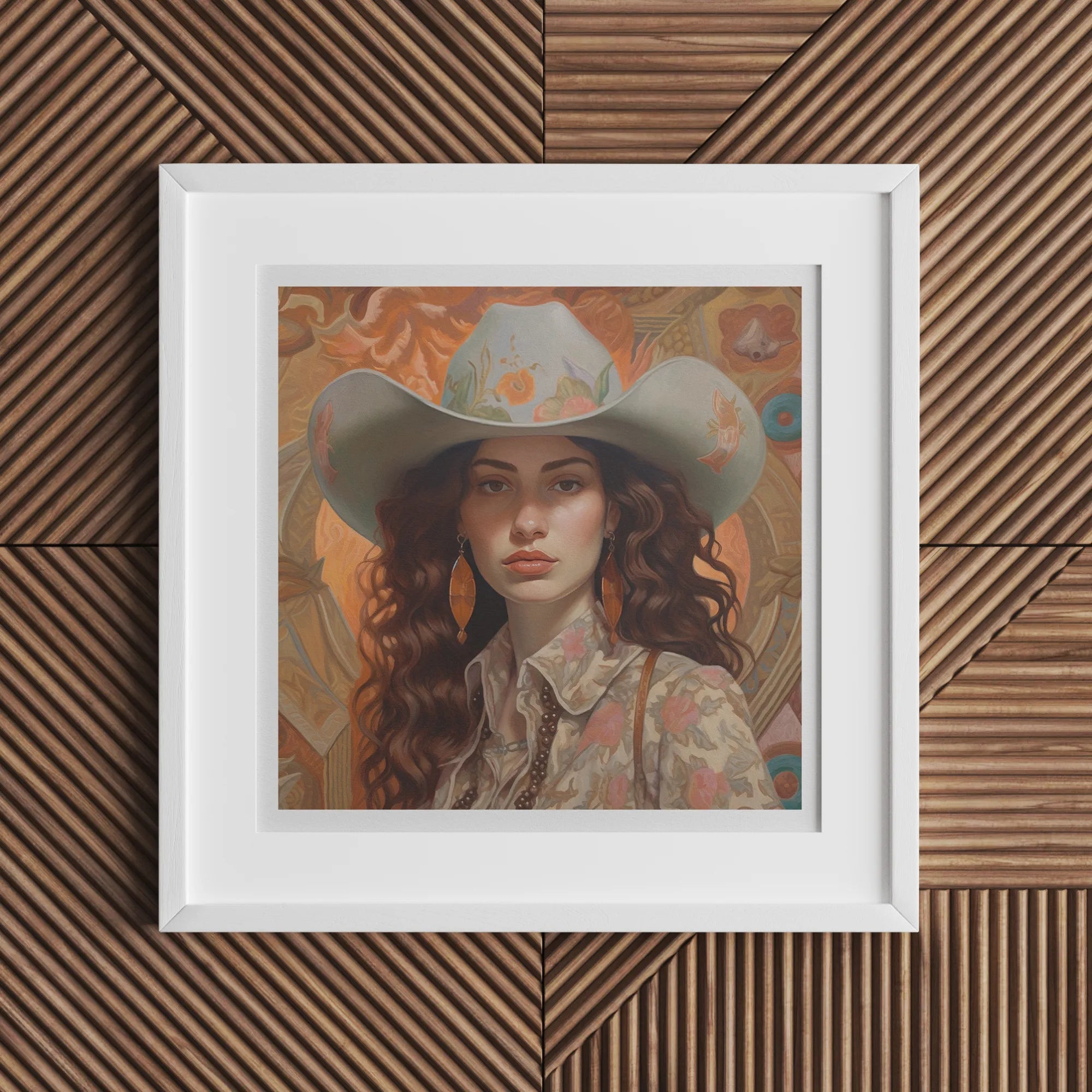 Nina - Lesbian Cowgirl Art Print - Wlw Jewish Sapphic Femme - 16’x16’ - Posters Prints & Visual Artwork - Aesthetic Art