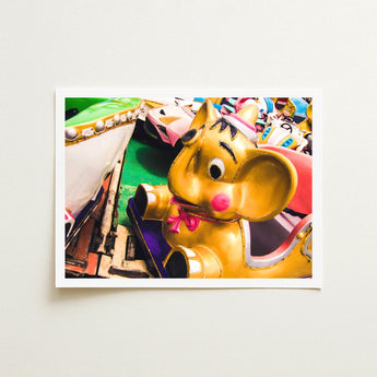 No Dumbo - Golden Elephant Carnival Ride Art Print / Canvas Giclée, Vibrant Carousel, Fair Trade Practices Prints
