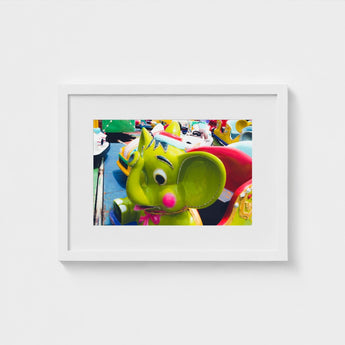 No Dumbo - Green Elephant Amusement Park Art Print / Canvas Giclée, Living Space, Waking Dream Prints
