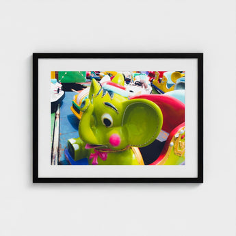 No Dumbo - Green Elephant Amusement Park Art Print / Canvas Giclée, Living Space, Waking Dream Prints
