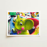 No Dumbo - Green Elephant Amusement Park Art Print / Canvas Giclée, Living Space, Waking Dream Prints