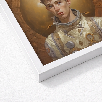 Framed Portrait Young Astronaut Detailed Cream-colored Space Suit Gay Aesthetic, Handsome, Gayest