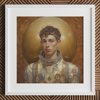 Noah - Handsome Gay Astronaut Art Print / Canvas Gold Astronaut Suit Painting Gay Aesthetic, Handsome Astronaut, Gayest
