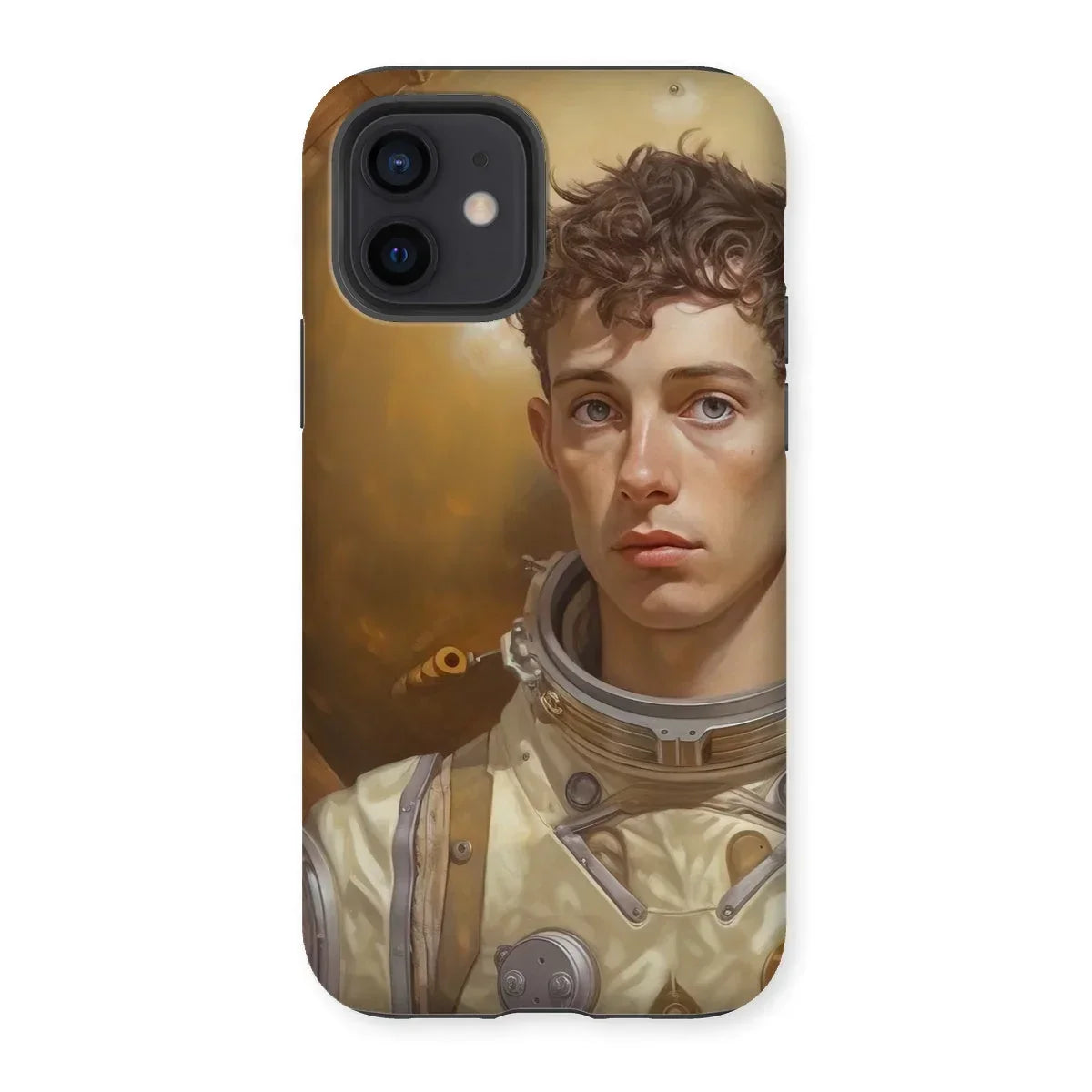 Noah - Handsome Gay Astronaut Iphone Case, 12 / Matte, Phone Case Portrait Young Astronaut Curly Hair