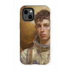 Noah - Handsome Gay Astronaut Iphone Case, 13 Mini / Matte, Phone Case Artwork Young Astronaut Curly Hair Spacesuit